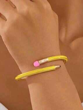 Yellow Pencil Teacher Metal Cuff Bracelet (BRAND-NEW & SO CUTE!)